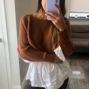 Half sweater half shirt